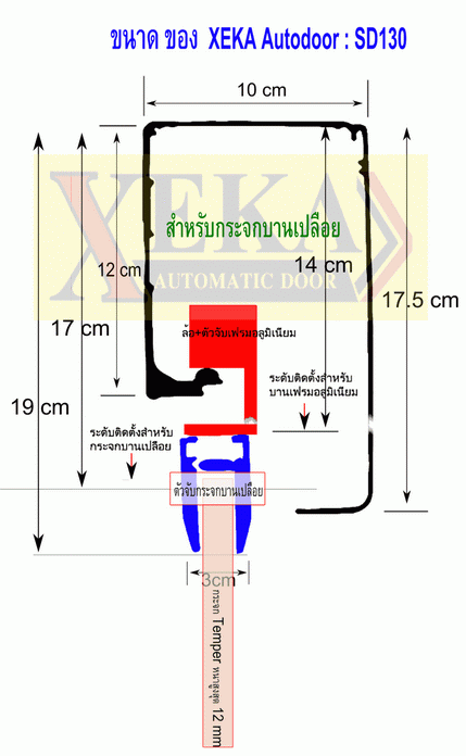 ATD-SD130-4B:ประตู Auto Slide door 4M:สีดำ
