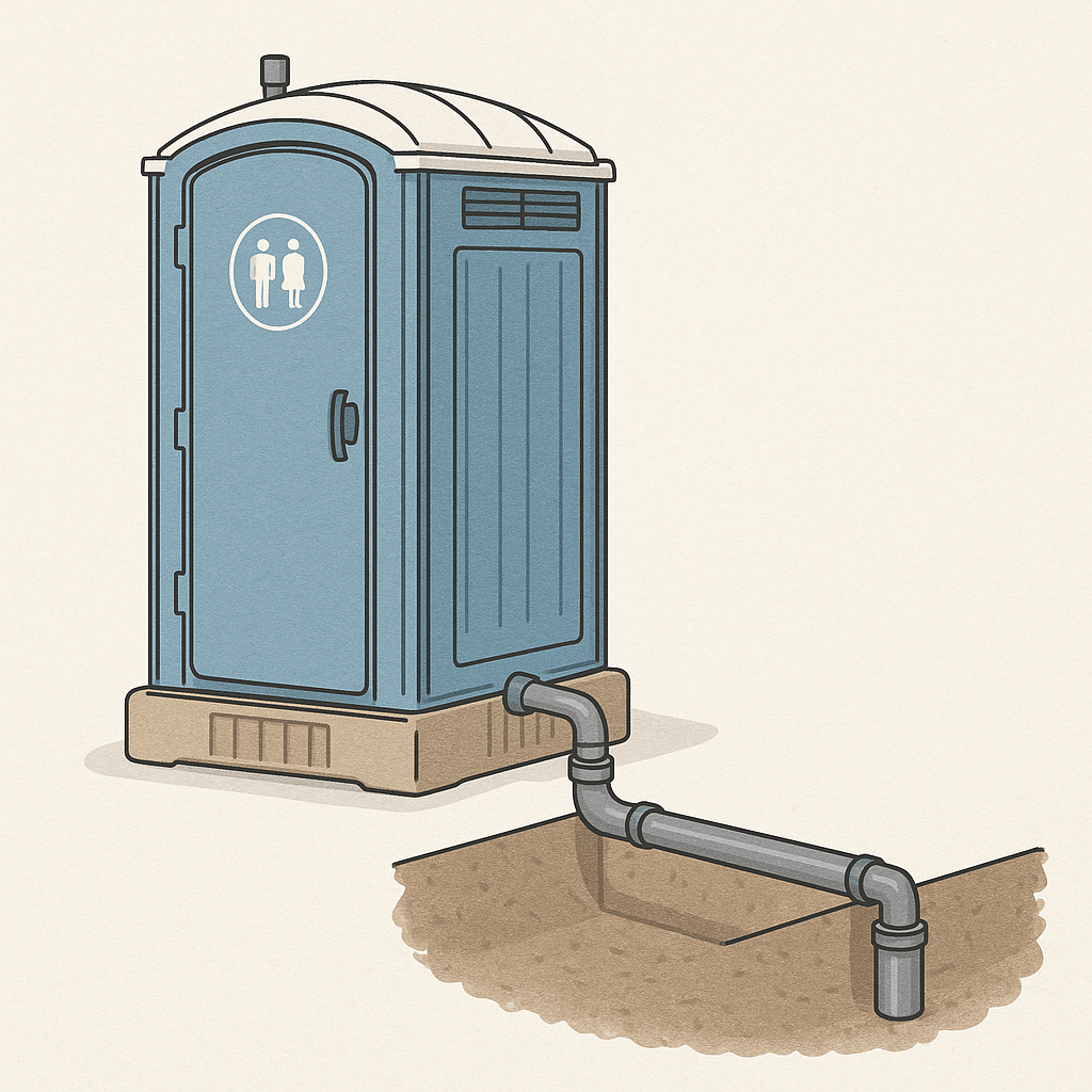 การต่อท่อระบายน้ำ ห้องน้ำเคลื่อนที่