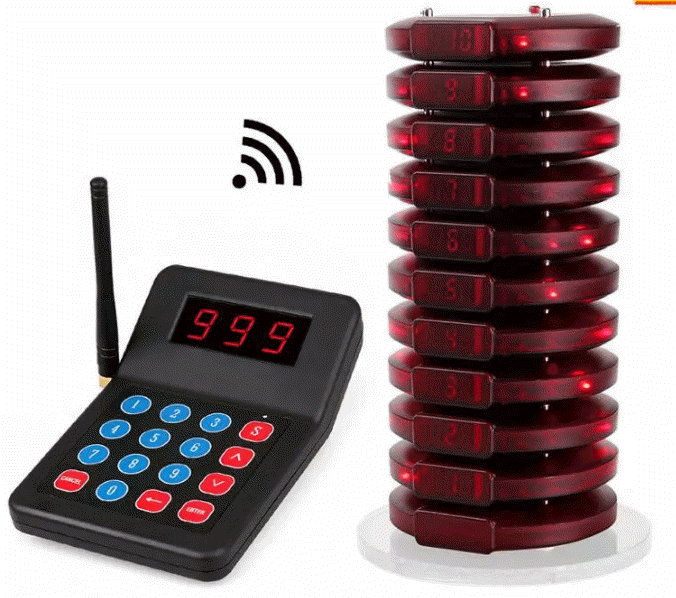 เครื่องเรียกคิว Wireless Pager แบบกลม ชุด10