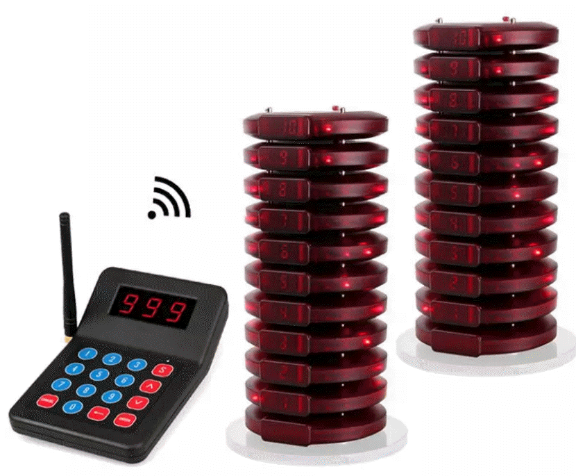 QS-QWP01-20:เครื่องเรียกคิวQ Wireless Pager แบบกลม ชุด20