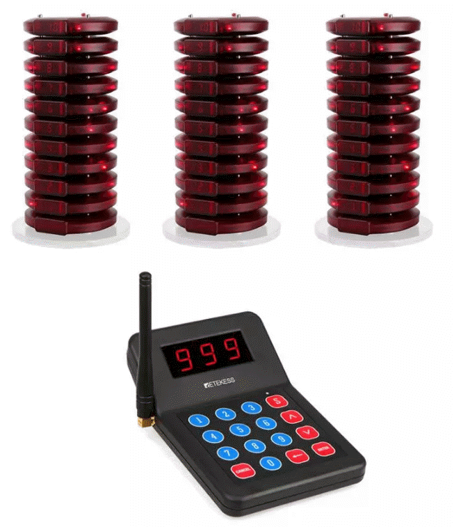 QS-QWP01-30:เครื่องเรียกคิว Q Wireless Pager แบบกลม ชุด30