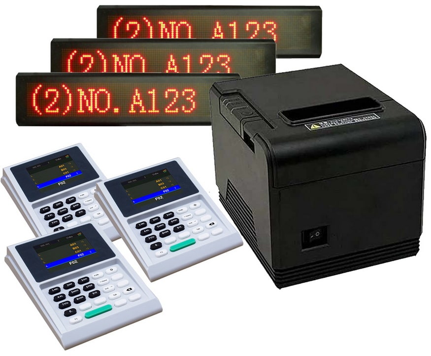 ชุดระบบคิว 3ช่องบริการ+ป้ายไฟ Queue printer+Display 3 Counter
