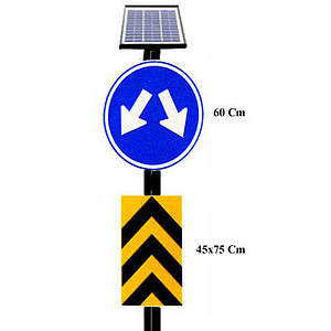 ป้ายเตือนหัวเกาะกลางถนน+Solar