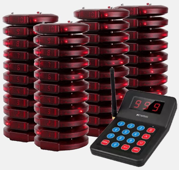 QS-QWP01-40:เครื่องเรียกคิว Q Wireless Pager แบบกลม ชุด40