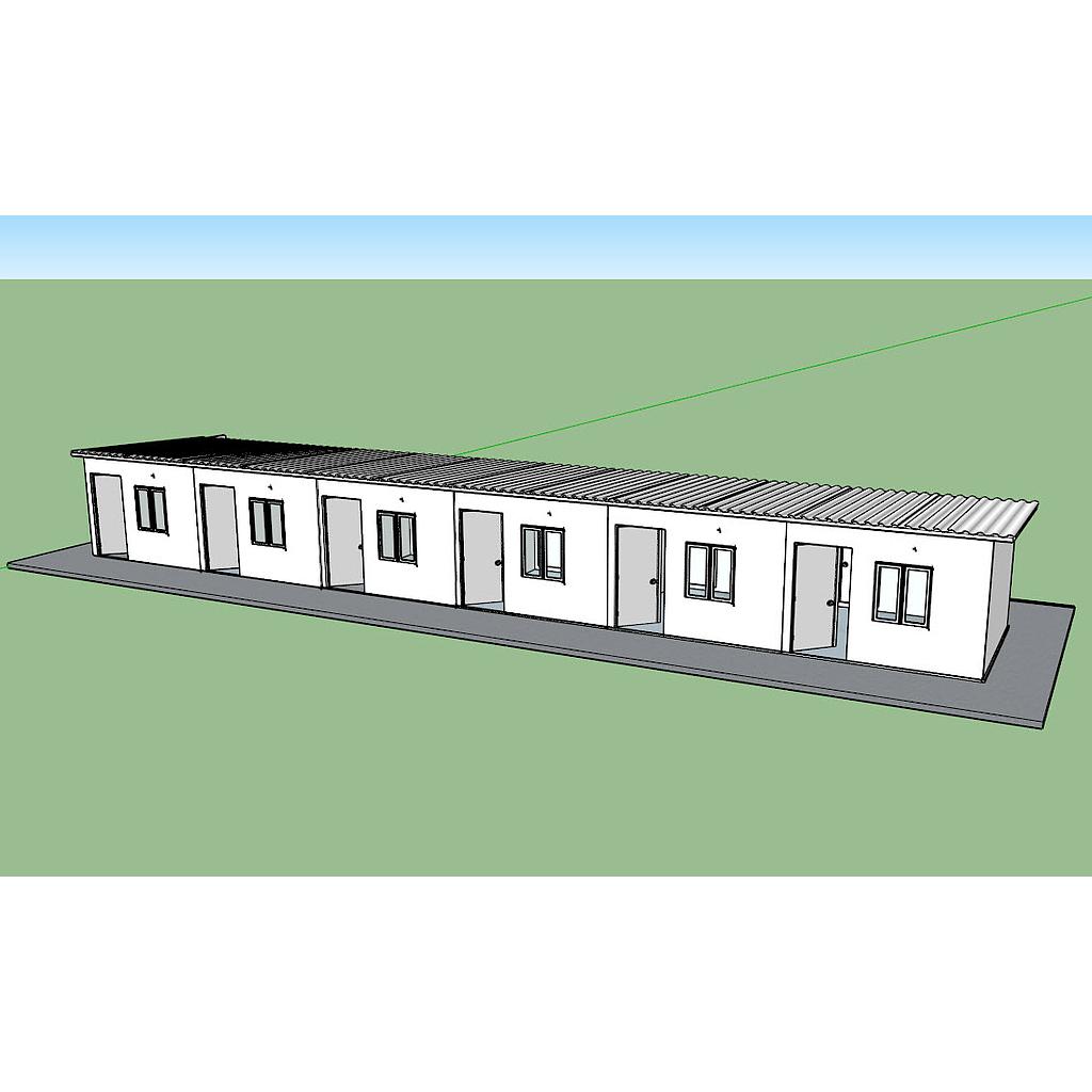 TEH-LRD06-3636C:บ้านพักคนงาน แบบห้องแถว 3.6*3.6