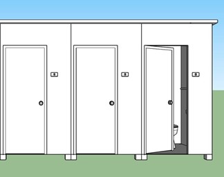 TEH-TL08x3-1212:ห้องน้ำสำเร็จรูป 3ตู้ Public Restroom