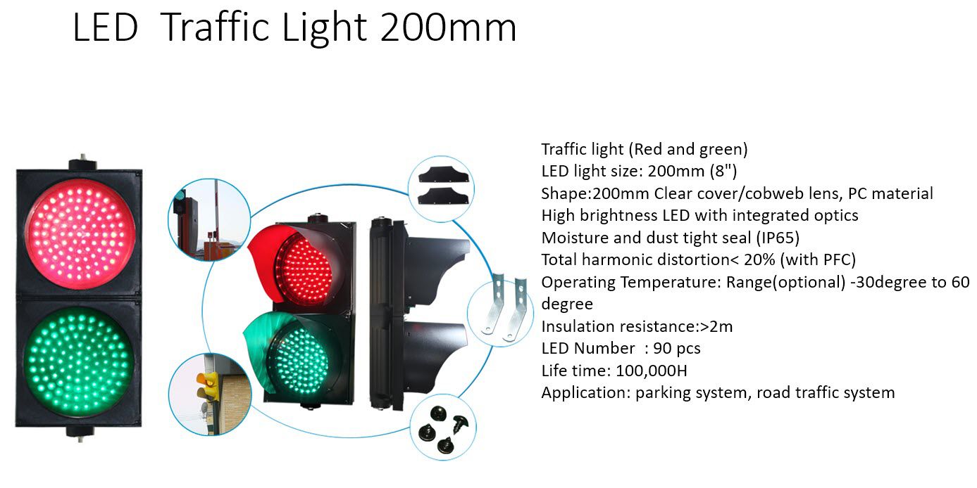 ไฟจราจรพลาสติกสีเขียวแดง ขนาด 100mm 200mm 300mm แบบติดตั้งแนวตั้ง แสดงแสงไฟ LED สว่างชัดเจนสำหรับควบคุมการจราจร