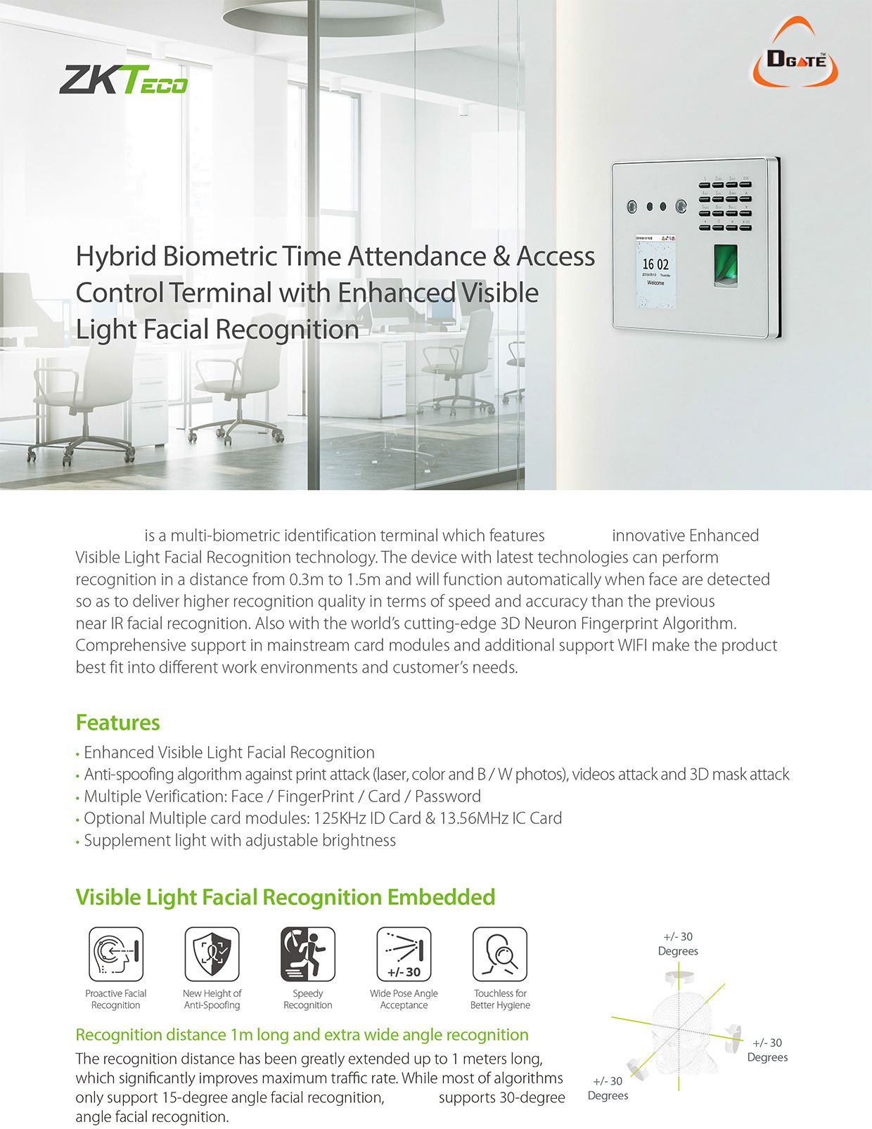 ACS-BO-MB40 Face Finger Card Scanner 3in1 เครื่องสแกนหน้า ลายนิ้วมือ
