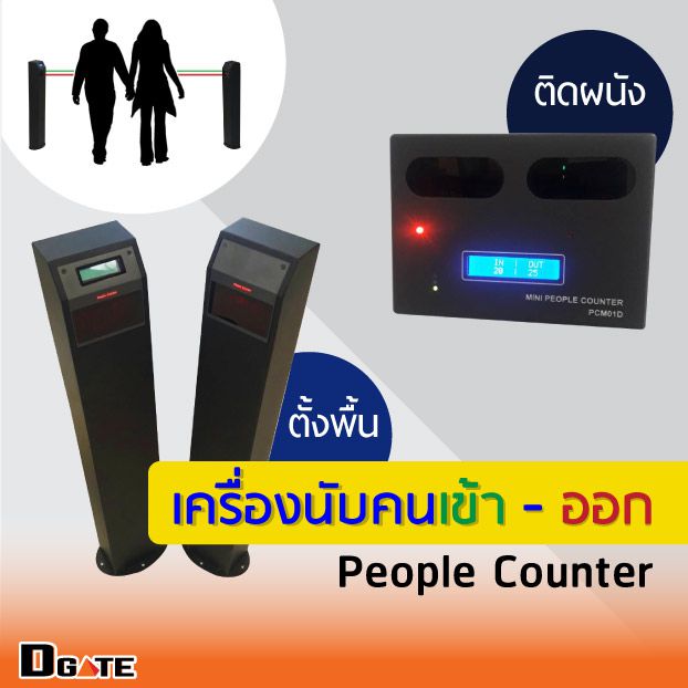 เครื่องนับคนเข้าออก แบบตั้งพื้น วัสดุเหล็กสีดำ ดีไซน์ทรงสูงแบบ Slim ตั้งบนฐานเหล็กแข็งแรง มุมมองด้านข้างบนพื้นหลังขาว