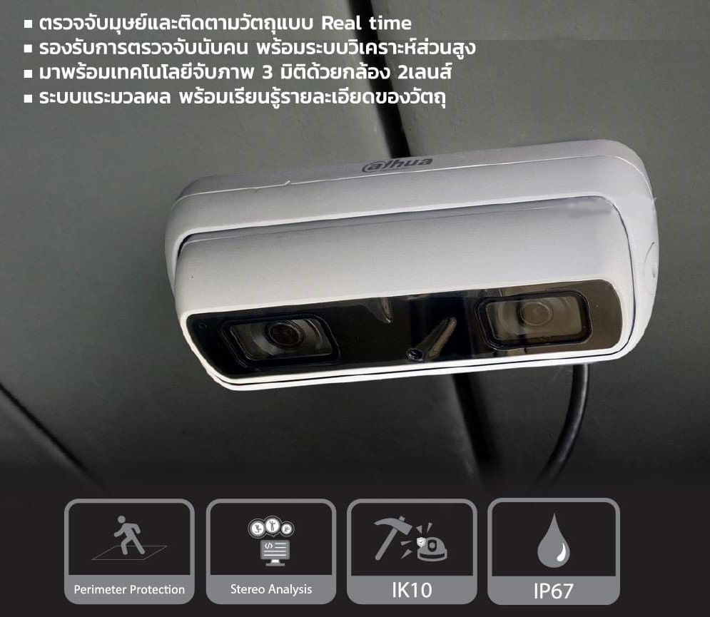 กล้องนับคนติดเพดานสีขาว ดีไซน์ทรงสี่เหลี่ยมมุมมน สำหรับติดตั้งบนเพดานเพื่อตรวจจับและนับแยกเข้าออกอย่างแม่นยำ