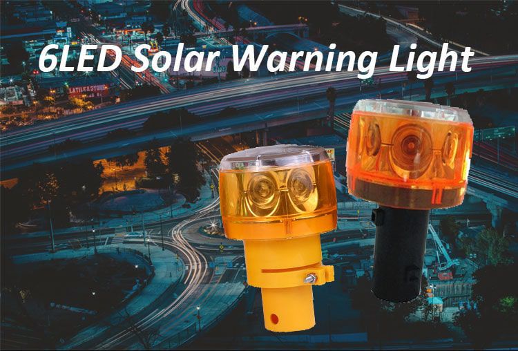 ไฟเตือน Solar สีเหลืองใสทรงกลม ติดตั้งบนฐานยึดสีเหลืองสำหรับระบบความปลอดภัย TE-SL05 มุมมองด้านหน้าตรงแบบชัดเจน