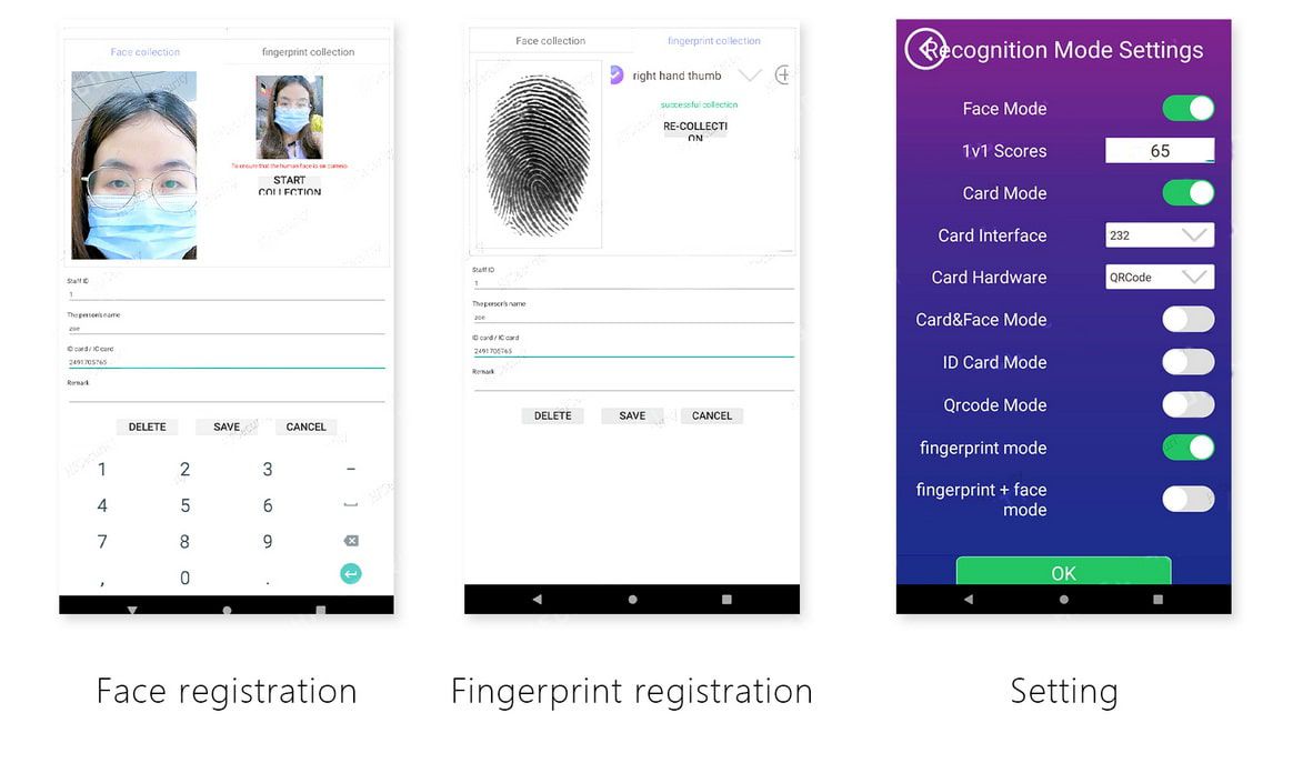 ACS-FR-HG05 Face + Fingerprint + Card 3-in-1 5
