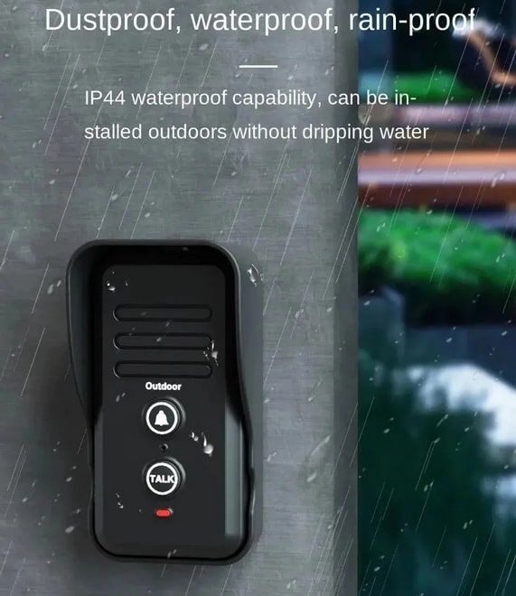 อินเตอร์คอมไร้สาย SOS-T1810 สีดำ ดีไซน์ทันสมัย แสดงเครื่องรับภายในและเครื่องส่งภายนอกสำหรับติดตั้งใช้งานแบบกริ่งแจ้งเหตุ