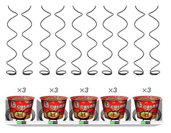 สปริงอะไหล่เครื่องจำหน่ายสินค้าหยอดเหรียญสีดำ วางเรียงกันหลายขนาดในแนวตั้งบนพื้นหลังสีขาวสะอาดตา