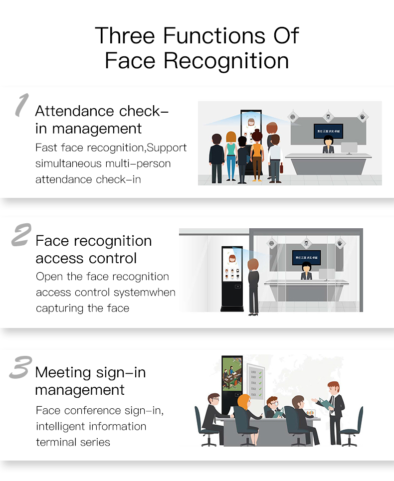 Face Recognition 42" Mega Display Lobby Touch Attendance + Door