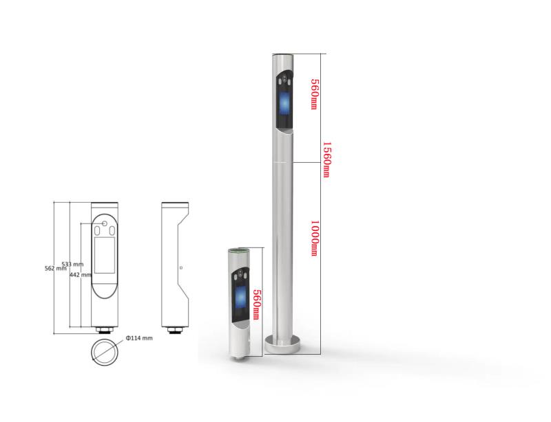เครื่องแสกนใบหน้าแบบเสา กลางแจ้ง สำหรับมอเตอร์ไซต์ Face Recognition Outdoor + เสา