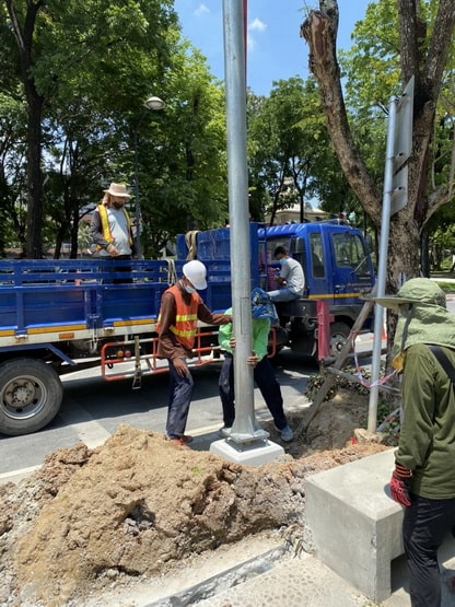 เสาไฟฟ้า Mast arm โค้ง