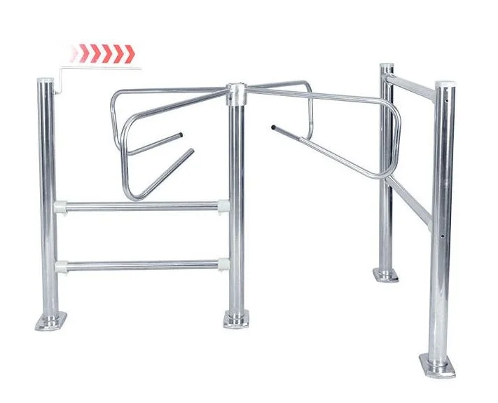 TS-HFH10238-7 Half Full Height Turnstile ประตูหมุนครึ่งตัวแบบ Manual โครงสร้าง Stainless Steel พร้อมป้ายลูกศรบอกทิศทาง มุมมองด้านหน้า