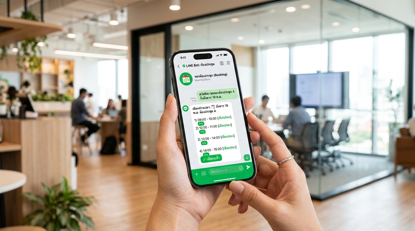 การจองห้องประชุมผ่าน LINE Bot บนสมาร์ตโฟน สะดวกรวดเร็ว