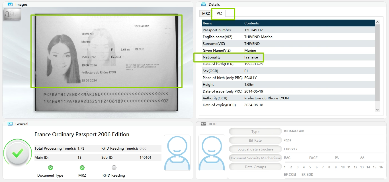 RD-PP01 โปรแกรมสาธิตการอ่านข้อมูลโซน VIZ ด้วย OCR บนหน้าพาสปอร์ต