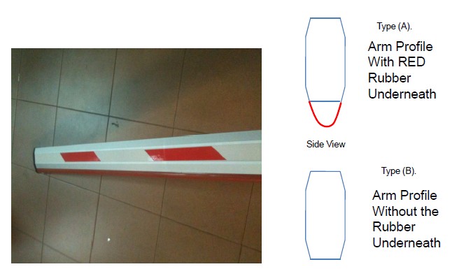 แขนกั้นรถ 6 เมตร แบบไม่มียางรองกระแทก Spare Boom Arm