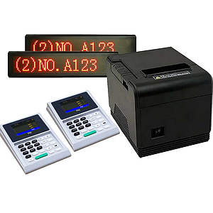 ชุดระบบคิว 2 ช่องบริการ+ป้ายไฟ  Queue printer + Caller + Display