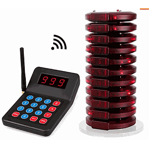เครื่องเรียกคิว Wireless Pager แบบกลม ชุด10