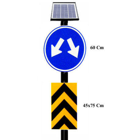 ป้ายเตือนหัวเกาะกลางถนน+Solar