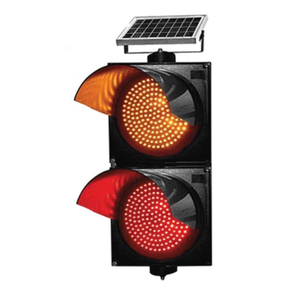 ไฟกระพริบ ไฟเหลืองแดง ไฟทางแยก solar 200mm+200mm