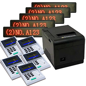 ชุดระบบคิว 5ช่องบริการ+ป้ายไฟ Queue System 5 Counter