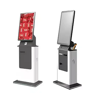 ตู้บริการตัวเอง Self Service ตั้งพื้น 21.5" ทูโทน พร้อมเครื่องพิมพ์ 80mm ฝาเปิดหน้า