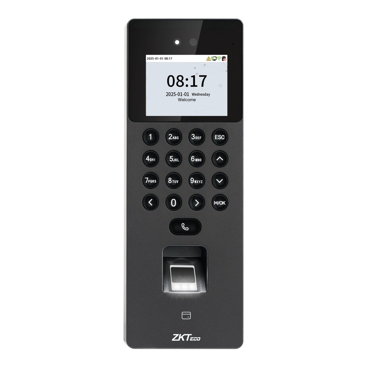 เครื่องบันทึกเวลาทำงานและควบคุมประตู สแกนใบหน้า ลายนิ้วมือ ทาบบัตร ZKTeco SenseFace 2A